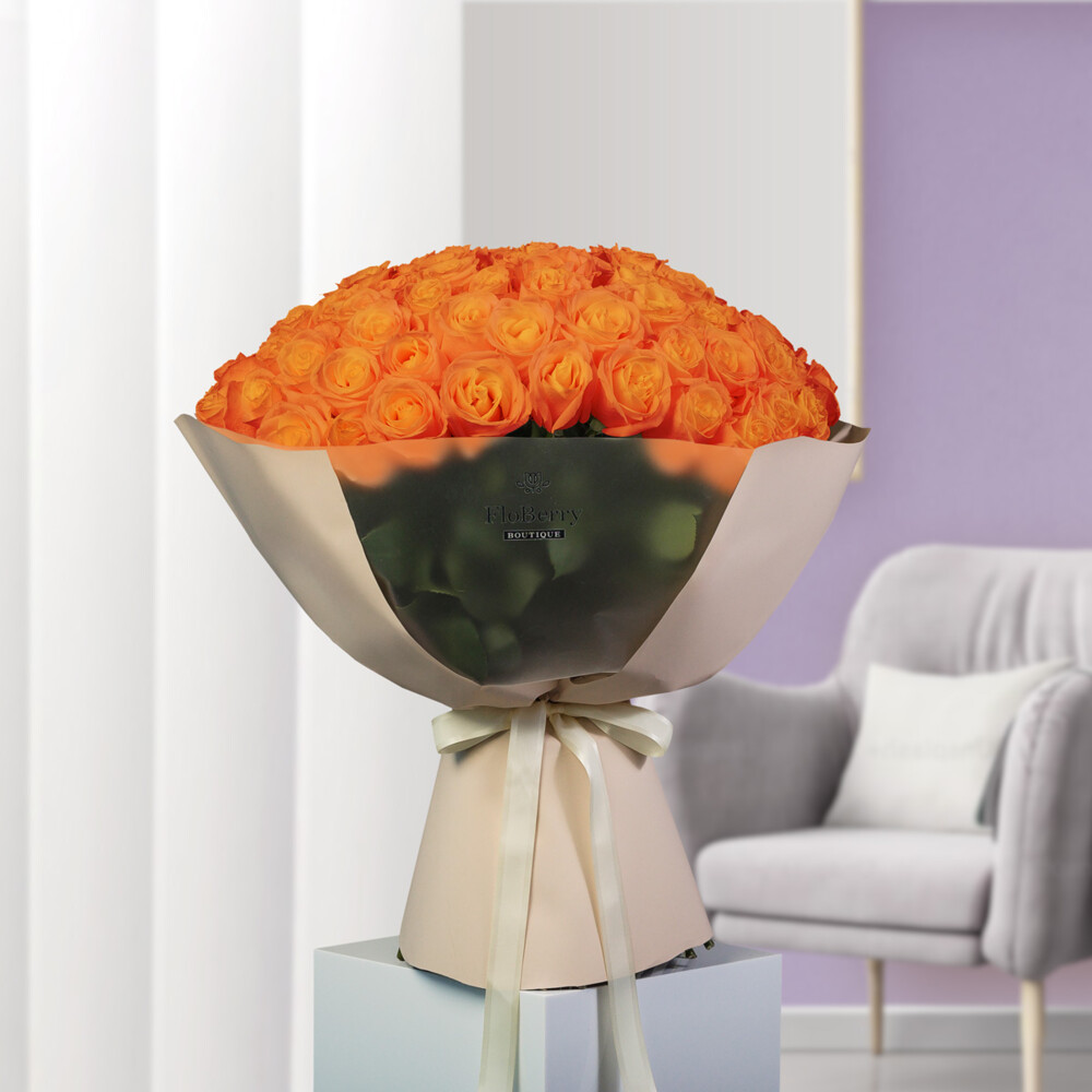 Bouquet of 101 Orange Roses