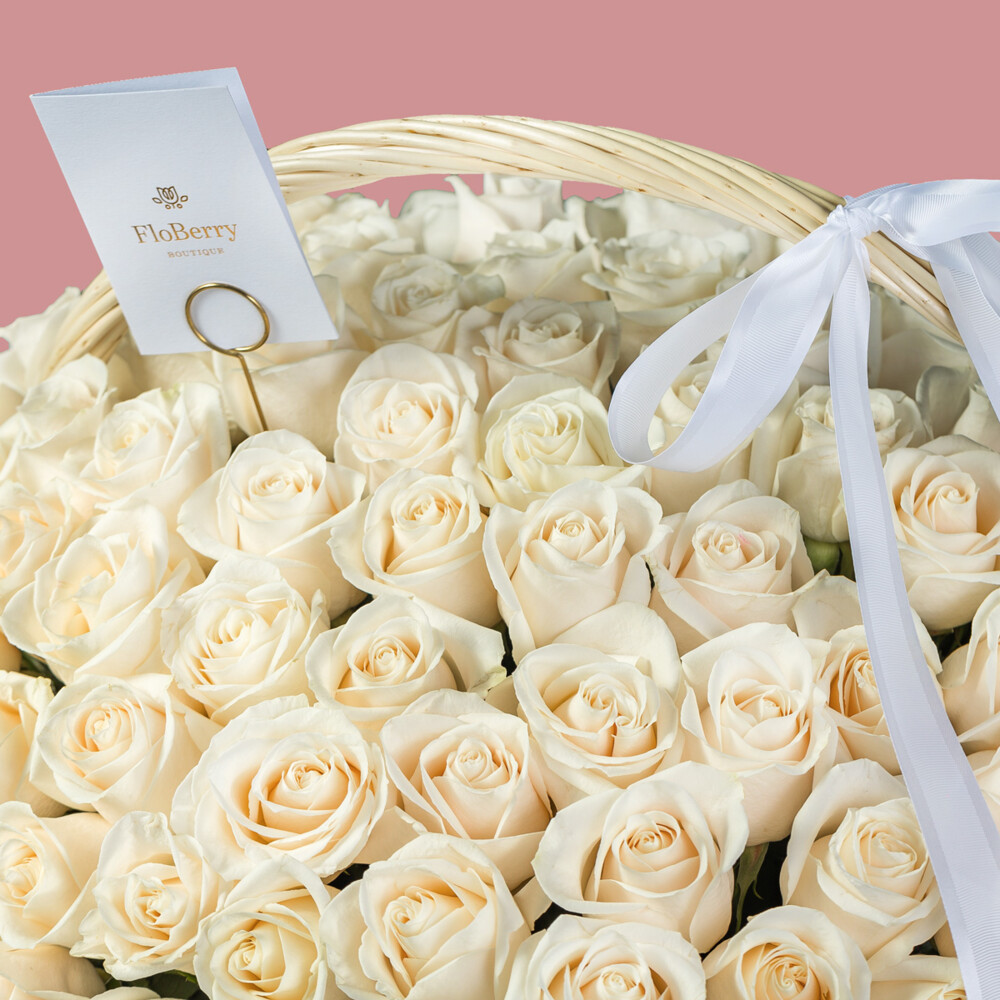 101 White Rose Basket