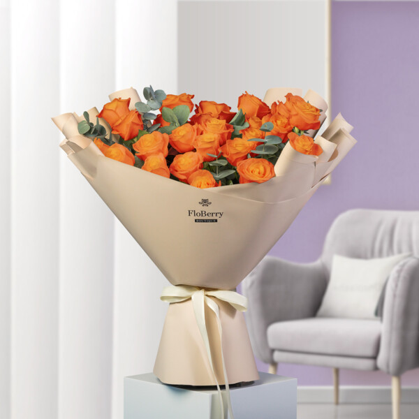 Bouquet of 25 Orange Roses
