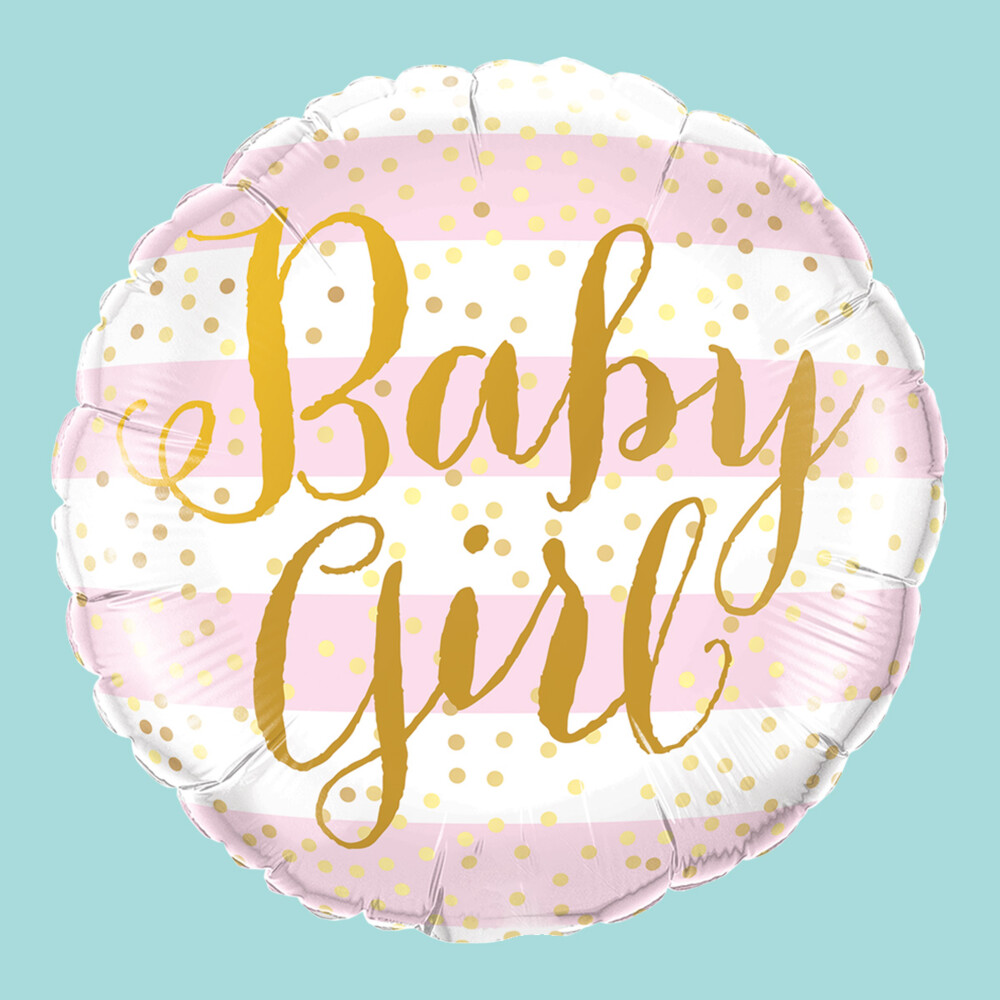 Baby Girl Foil Balloon Stripes