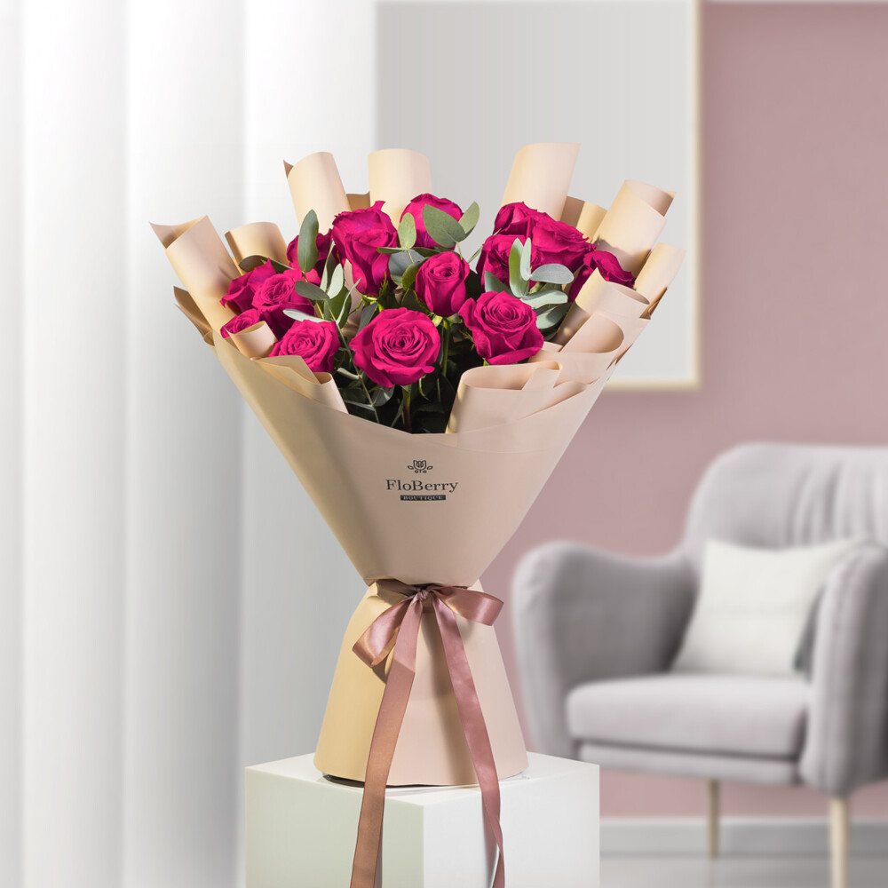 Bouquet of 15 Pink Roses