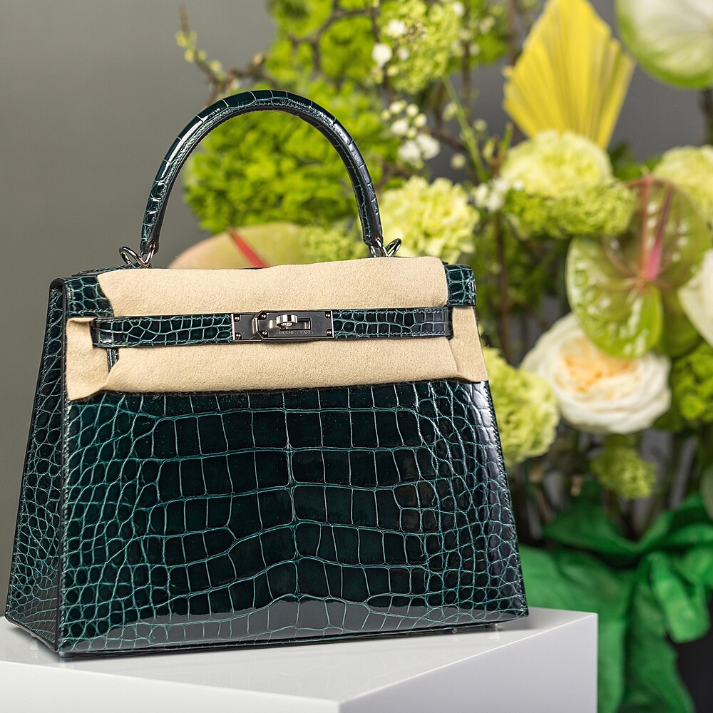 Hermès Kelly 28 Crocodile, Color Vert Cypress