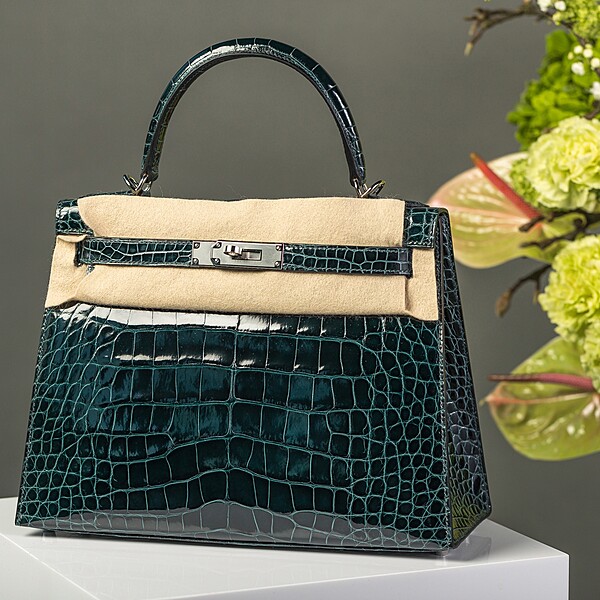 Hermès Kelly 28 Crocodile, Color Vert Cypress